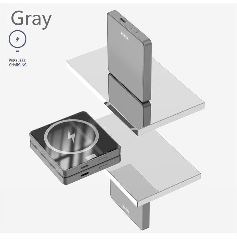 15W chargeur magnétique batterie externe pour Magsafe Iphone12pro Max Mini sans fil charge PD20w Powerbank 10000mAh batterie de téléphone portable: Gray / 5000mAh