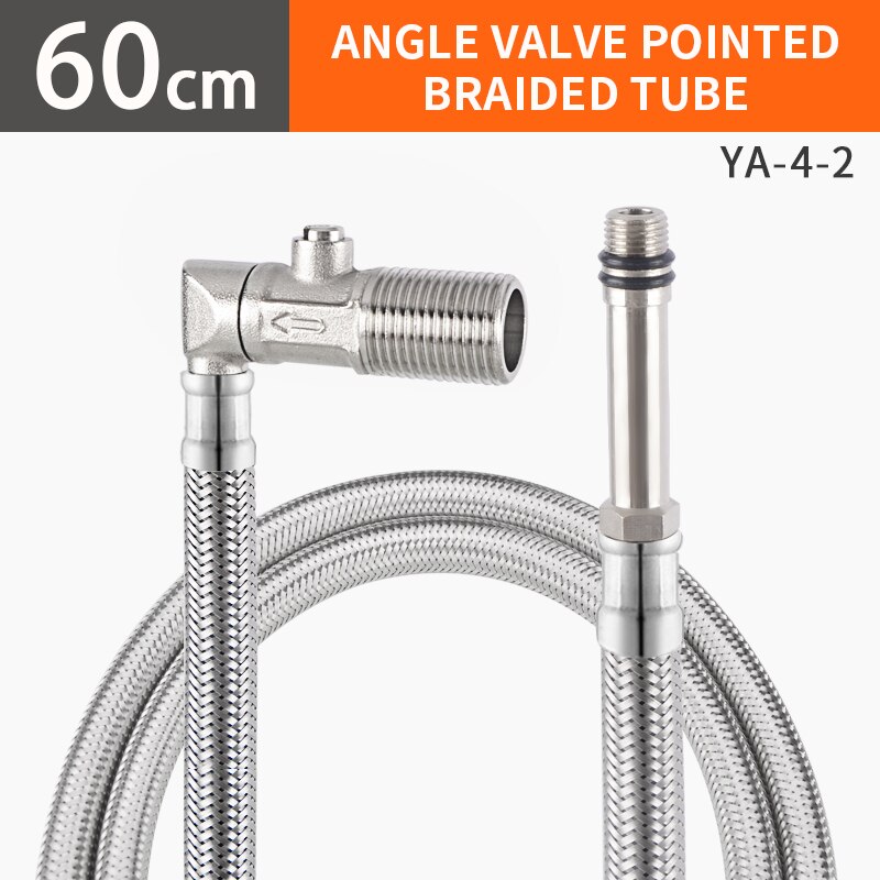 And Cold Water Faucet Inlet Pipe Angle Valve Pointed Stainless Steel Braided With Check Valve Integrated Hose: Length- 60cm