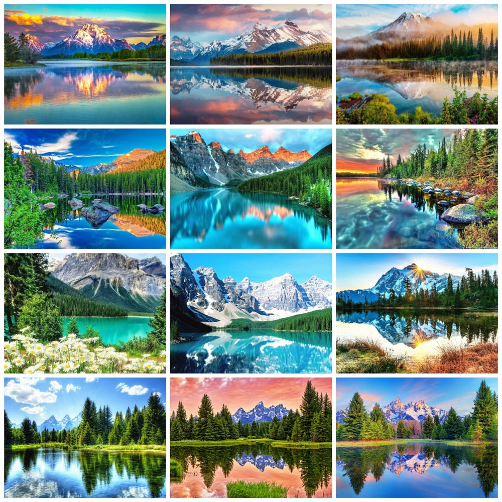 EverShine-peinture à l'huile par numéros d'art mural de montagne naturelle sur toile, décoration de maison, peint à la main