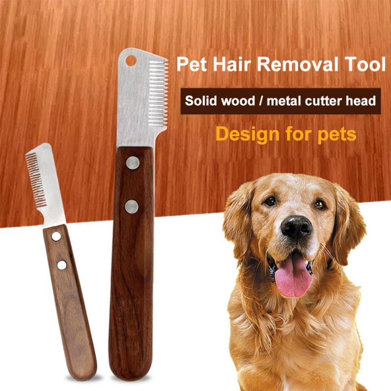 Grooming Dog Comb Stainless Steel Wooden Handle Stripping Knife Pet Hair Remover Pluck Excess Undercoat