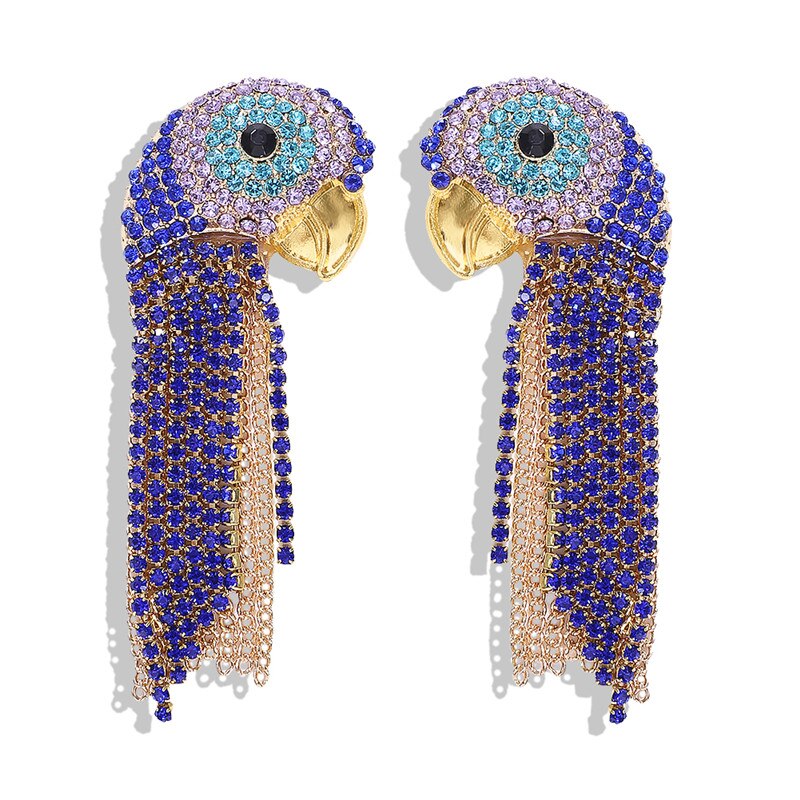 Dvacaman Schichten Kristall Vogel Ohrringe Papagei Strass Boho groß Baumeln ErkläSprosse Ohrringe für Frauen Hochzeit max Schmuck