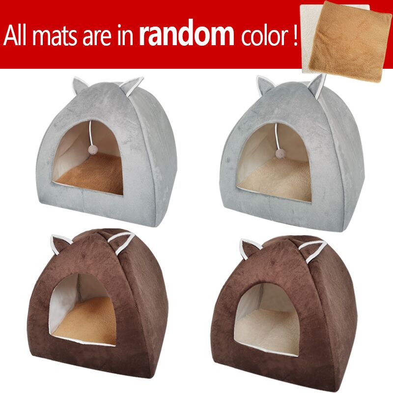 Cute Cat Bed With 3D Ears – Warm, Cozy Cave For Cats & Small Dogs, Removable Washable Cover - View #2