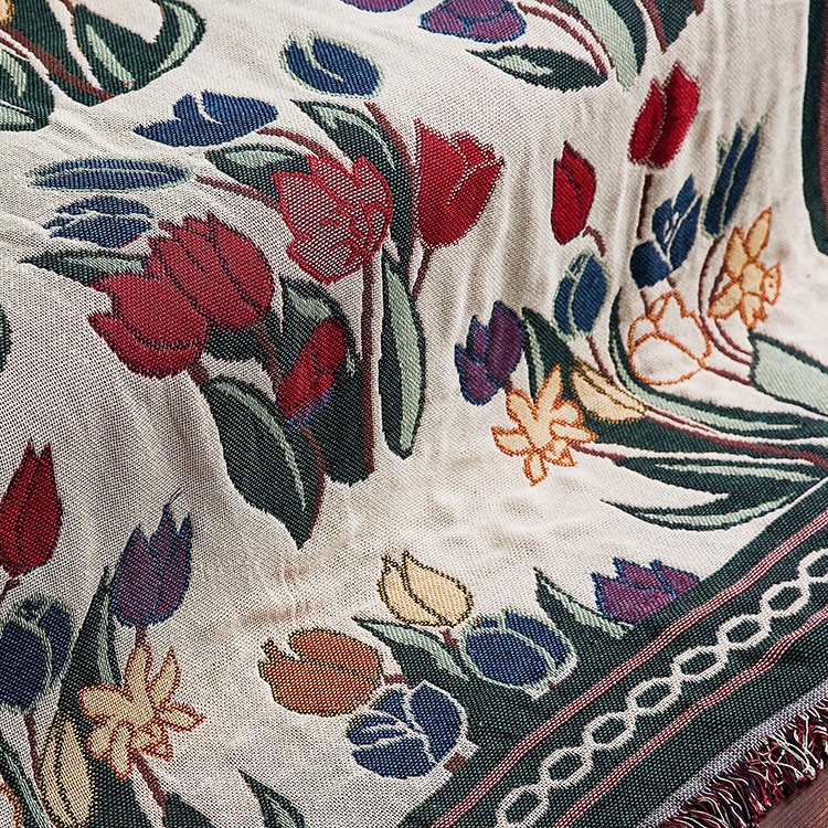 Tulipan tæppe vintage kast multifunktion sofa betræk slipcover europa stil syning rejse fly tæppe