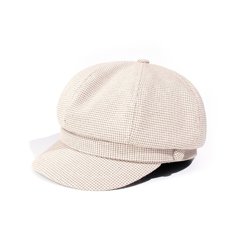 octagonal hat female beret autumn thin knit hat British retro Korean wild sunshade cap for women: MZ050-E-103-white
