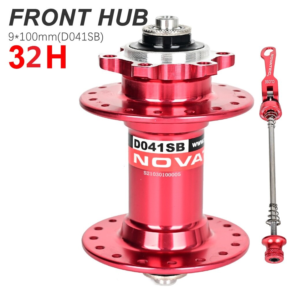 NOVATEC D041SB/D042SB piasta rowerowa mtb piasta 28H/32H/36H hamulec tarczowy 4 łożysko 8-11S QR/THRU piasta łożyska części rowerowe: czerwony 32H F QR