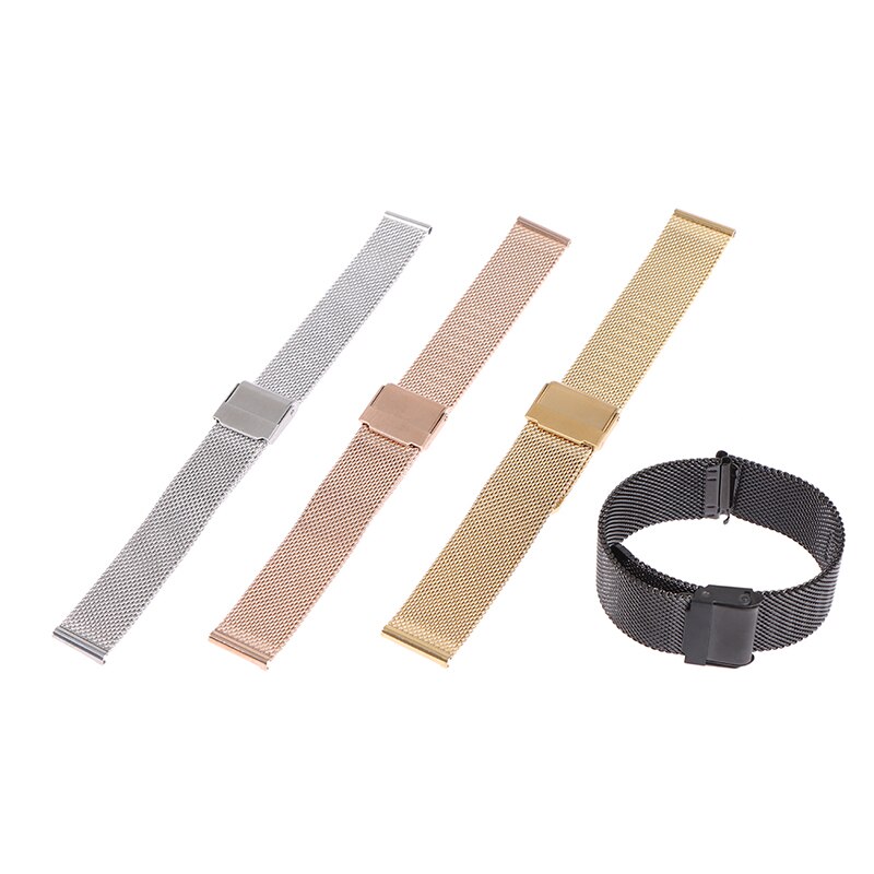 14mm 16mm 18mm 20mm milan net riemhorloge met roestvrijstalen band, webbing polsband voor mannen en vrouwen