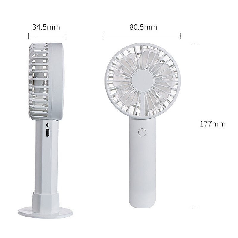2000MAh Handheld Fan W10 Double Leaf Fan Lazy Desktop Mini USB Night Light Electric Fan(White)