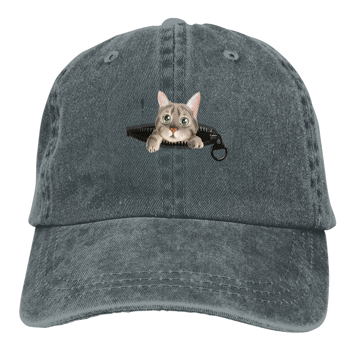 Cute Cat In Zip Pocket Retro Baseball Cap Cowboy Hat Fitted Cap Snapback Hat for Men Women Casual Cap Sun Hat Outdoor Cap: Dark Grey