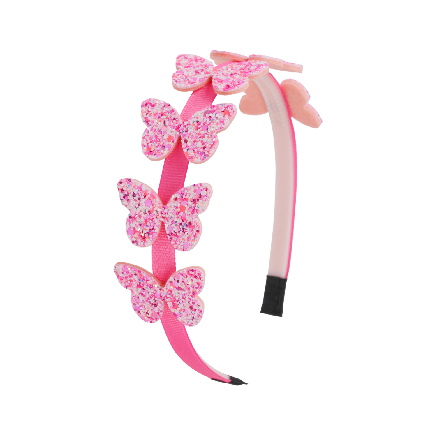 Diademas de mariposa para niñas, diadema brillante con forma de mariposa, diademas con dientes de plástico, accesorios para el cabello para niñas y niños: Gris