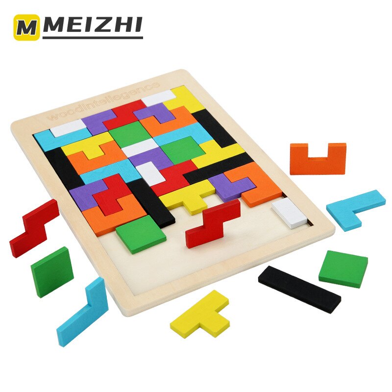 Meizhi Tetris Houten Puzzel Houten Bouwsteen Spel Puzzel Kinderen Educatief Speelgoed