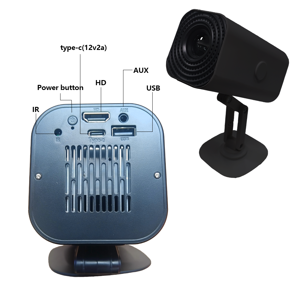 MINI Portable Projector WIFI Resolution Intelligent Control Home Theater Outdoor Movie LED Projector: black