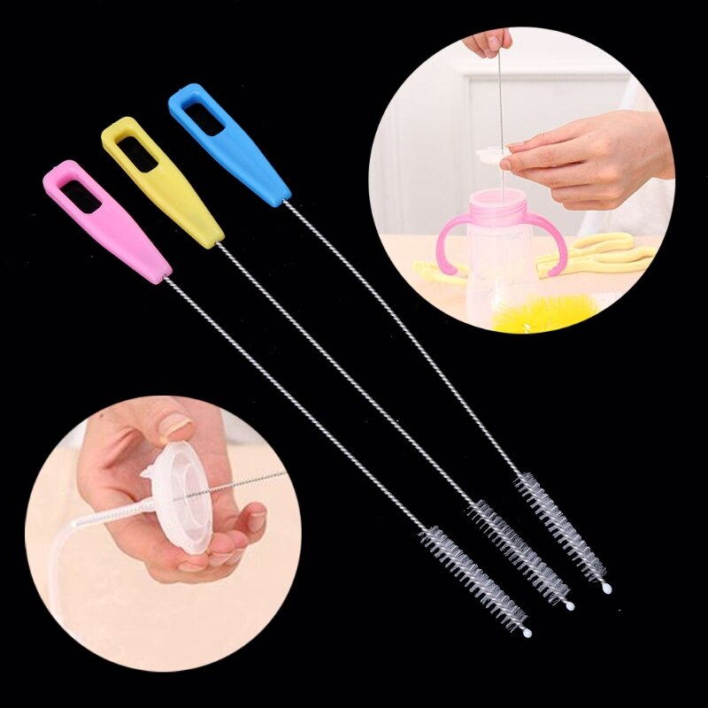 2pcs Baby Milk Feeding Bottle Drink Water Cup Straw Washing Brush Cleaner Tool QX2D