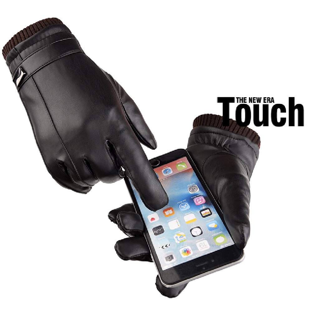 Leather Gloves Leather Black Touch Screen Leather Gloves Riding Leather Gloves Men Leather Winter Gloves Warm Mittens