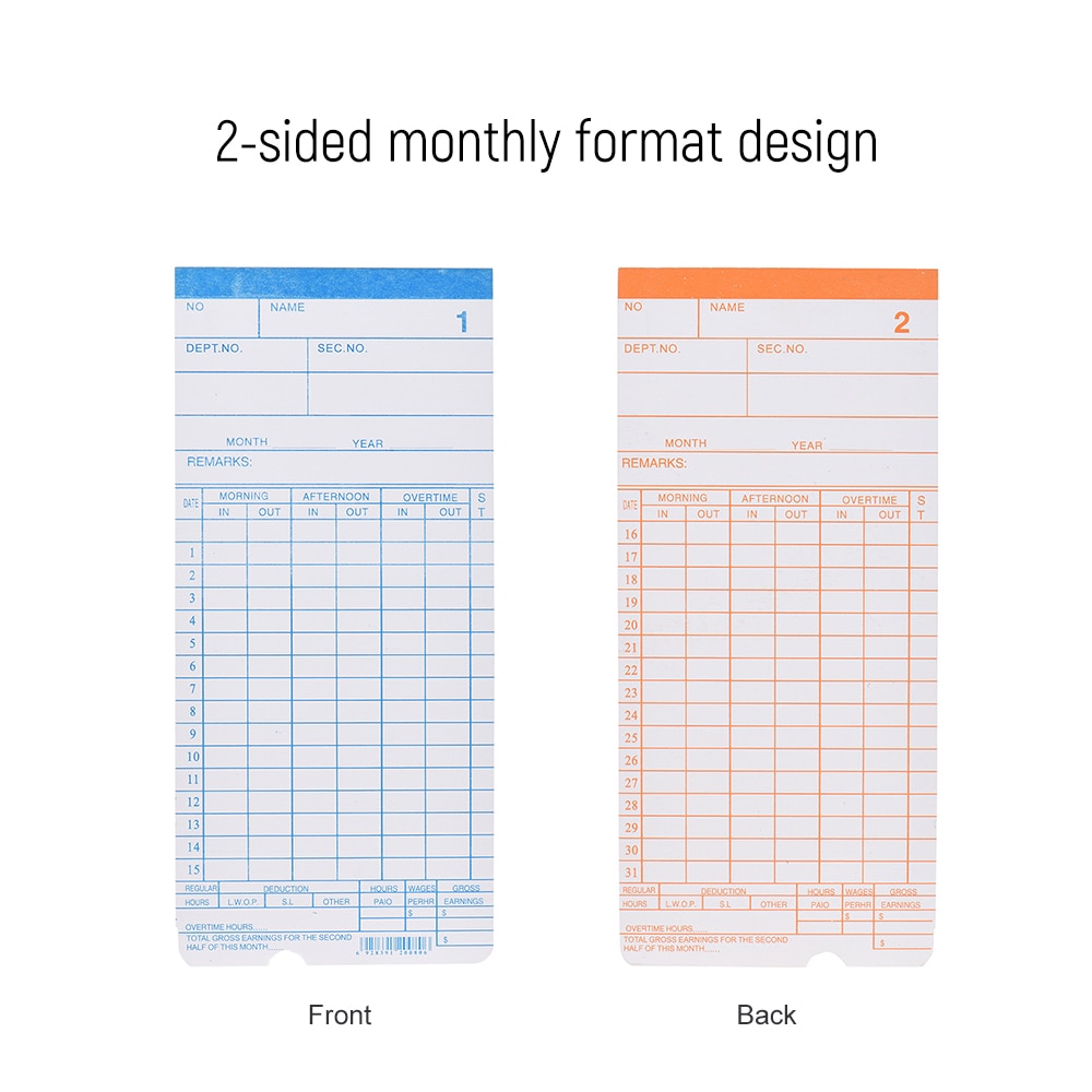 3510010 Time Cards F/Time Recorder 100/PK Black