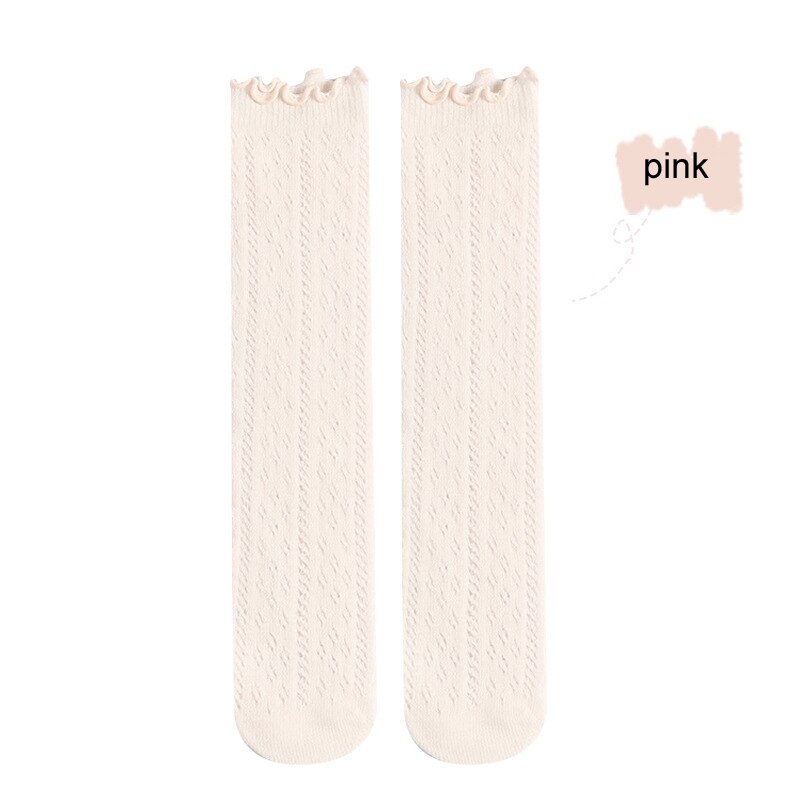 Todas as idades crianças menina verão malha fina redes transferência mosquito prova sobre-a panturrilha meias de algodão tuble: Marfim