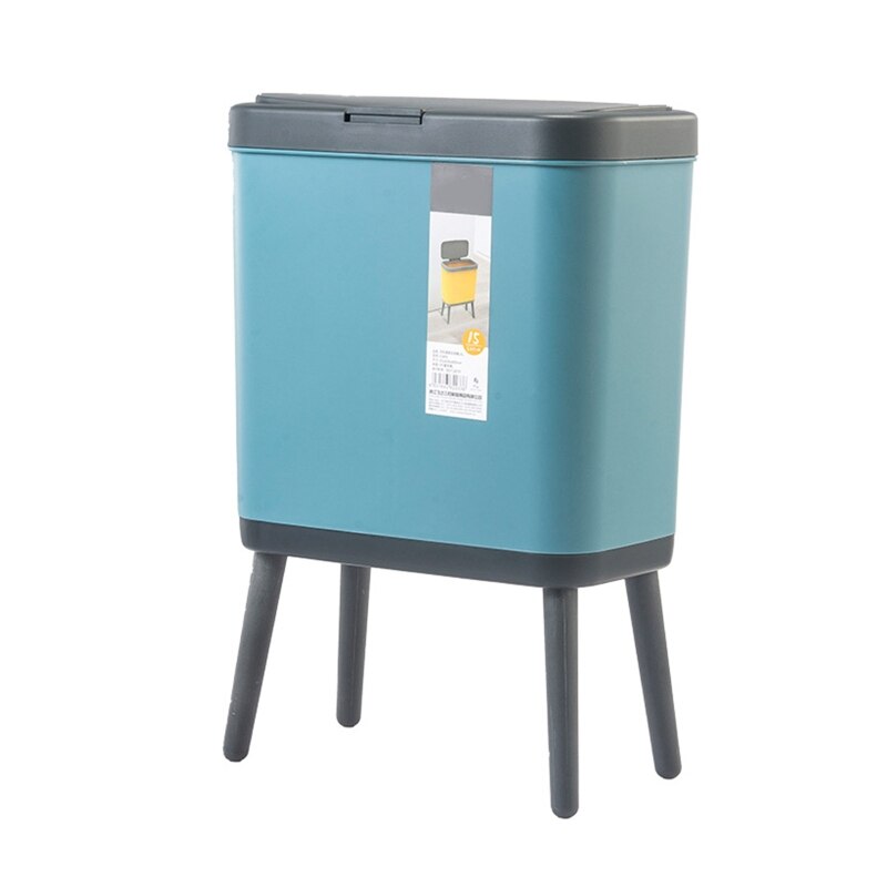 Poubelle créative à pied haut avec couvercle, grande capacité, Type presse, poubelle à déchets, 594C 15L