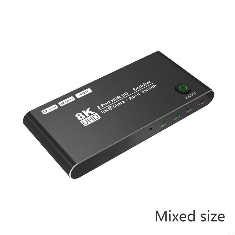K32C HDTV ​Switch 3 Ports Switcher Auto Switch Select 3 8K 60Hz 4K 120Hz for /5 PC Monitors Projector