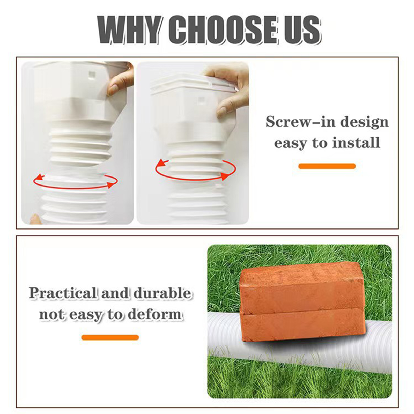 Rain Gutter Downspout Extensions Flexible Drain Downspout Extender Connector with 3x4in and 2x3in Connectors Screws for Included