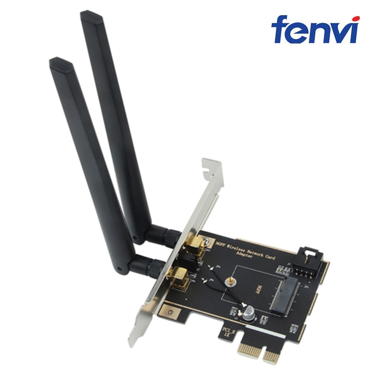 M.2 vers PCI Express 1X adaptateur sans fil convertisseur avec 2x antenne NGFF M.2 WiFi Bluetooth carte pour Intel AX200 9260 8265 8260