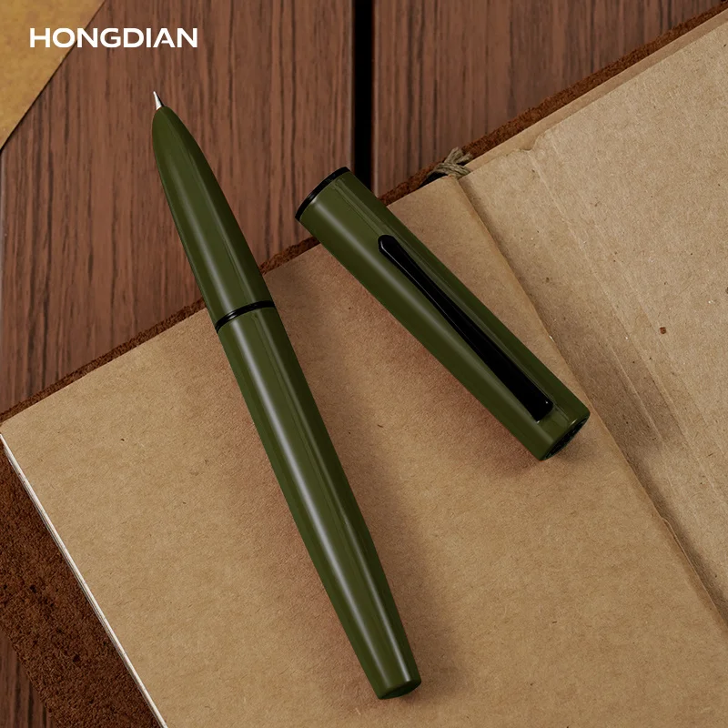 Hongdian C1 Exquisite Explorer Simple Classic Retro Fountain Pen EF F Hooded Nib School Office Supplies Writing Ink Pens: Navy Blue / o．b．