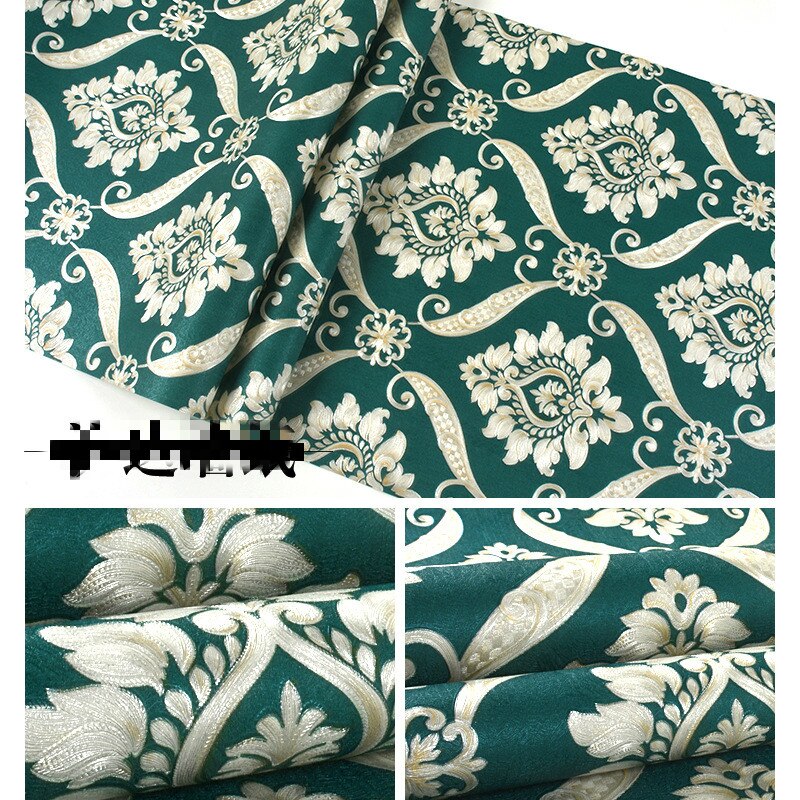 3D Europese Damascus Behang Waterdicht Golden Warme Slaapkamer Woonkamer Techniek Tv Achtergrond Muur Behang: Licht Groen