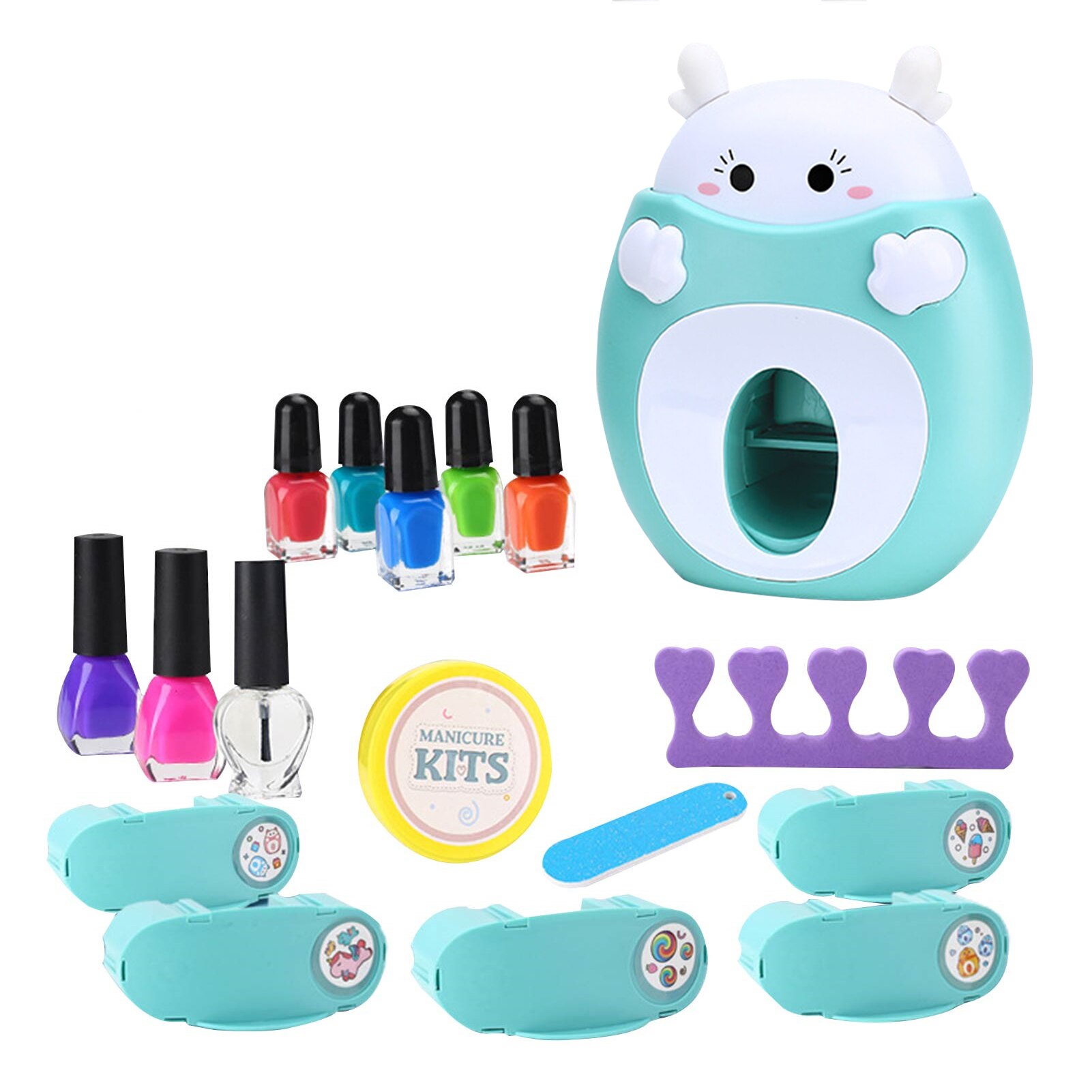 17 Pcs Kids Nail Art Kit Leuke Prinses Pretend Play Speelgoed Set Nail Stamper Set Perfect Voor meisjes Onderwijs Speelgoed: Green