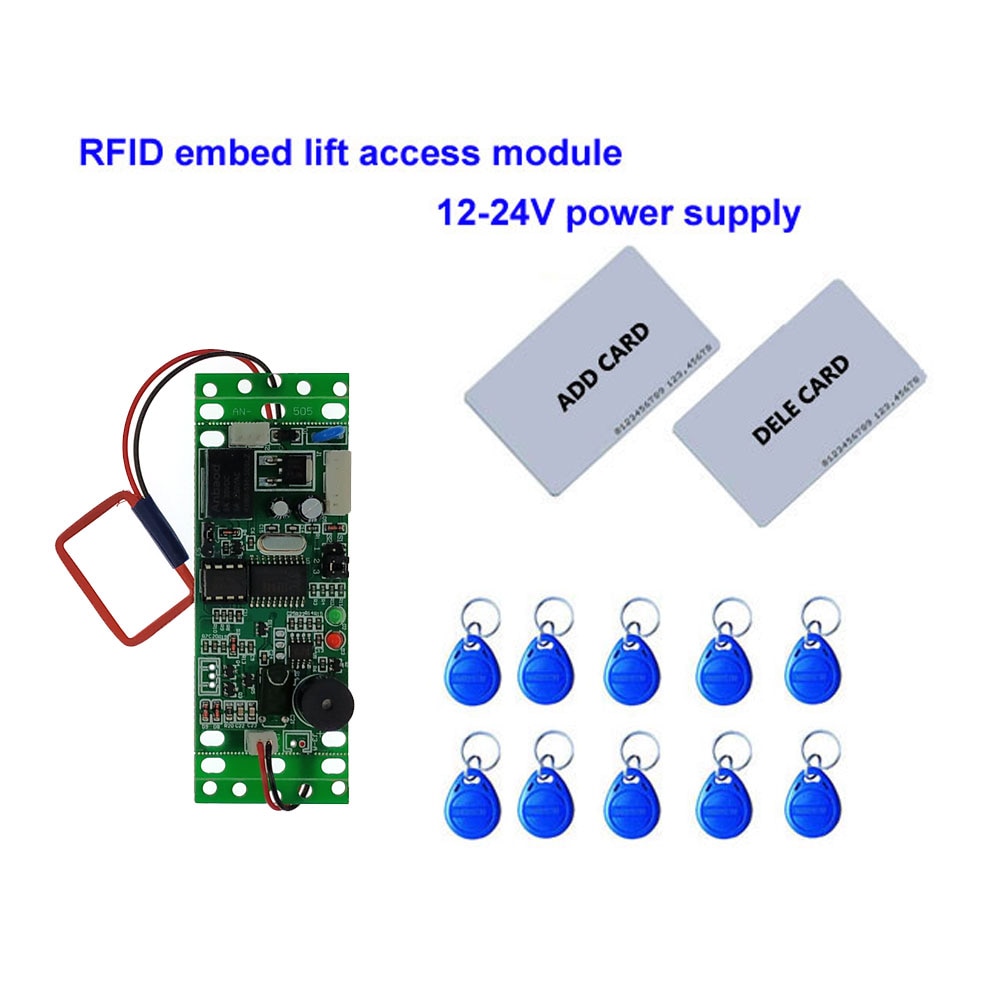 Rfid em/id indbygget dør adgangskontrol intercom adgangskontrol 9-24v strøm med 2 stk moderkort 10 stk em nøglebrik