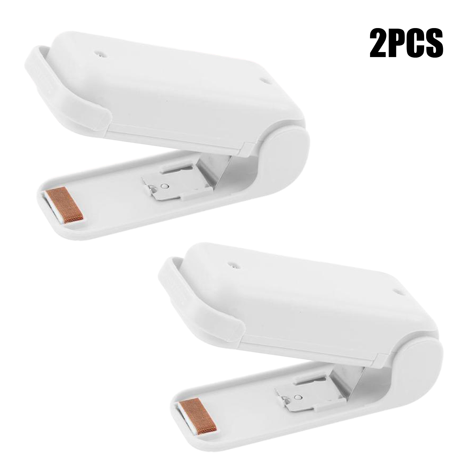 Draagbare Tas Sealmachine Plastic Pakket Opbergtas Clips Mini Sluitmachine Handige Sticker Seal Voor Voedsel Snack Keuken Gadget: white 2pcs