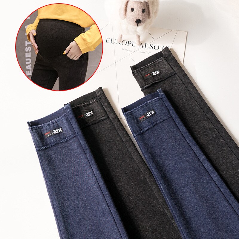 Jean slim pour femmes enceintes, vêtement de maternité, pantalon extensible, Denim Gravidas, printemps été