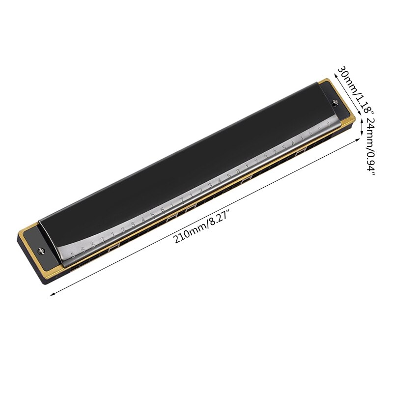 094C 28 Holes Mouth Organ Chromatic Harmonica Key of Polyphonic C for Professionals