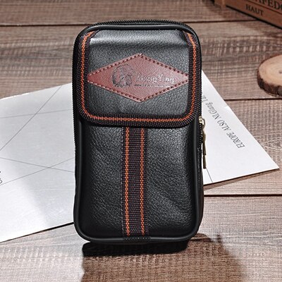 YAMBUTO Multi-Funktion Telefon Tragen Gürtel Tasche Solide Reißverschluss Porta Tarjetas Heuptas Heren Pu Leder Männer Taille tasche: Schwarz ben2