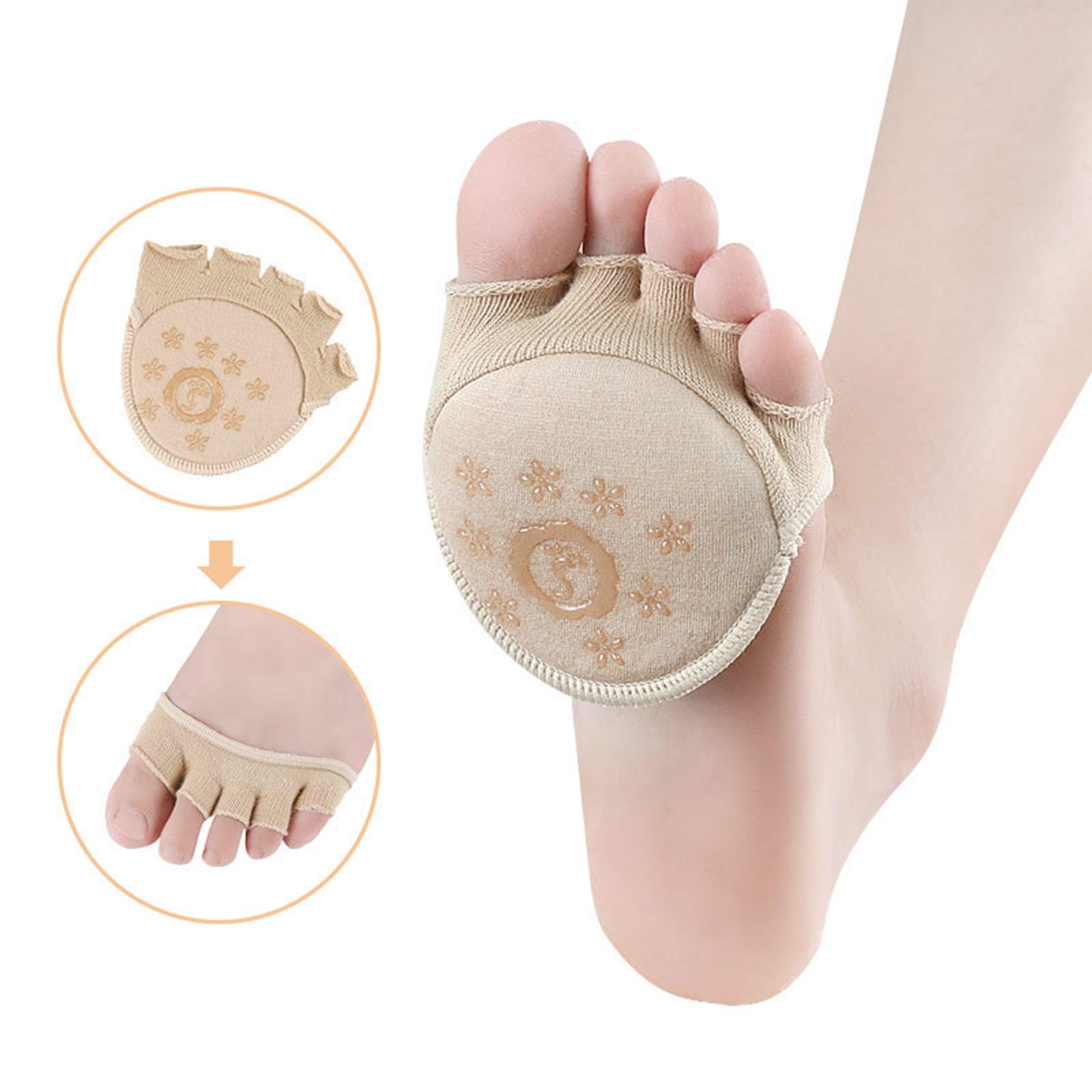 No Show-Calcetines para dedos separados, cubierta separada de silicona, para el antepié, forro de cinco dedos, para botas, mocasines: Beige half Toe