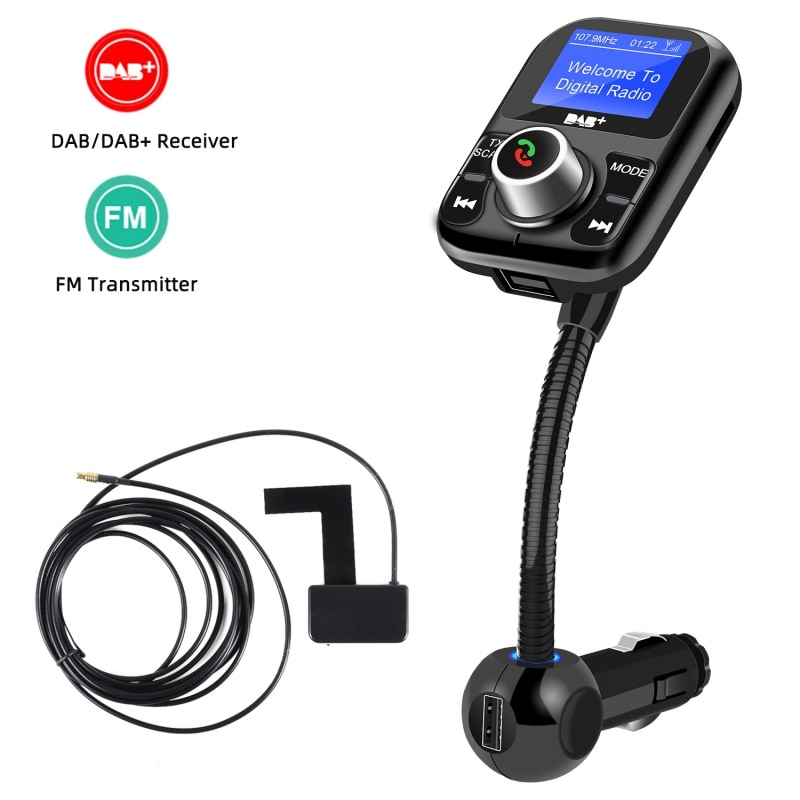 Digital Radio Adapter FM Transmitter Portable DAB Car Radio Bluetooth Hands-Free MP3 Receiver With LCD Display