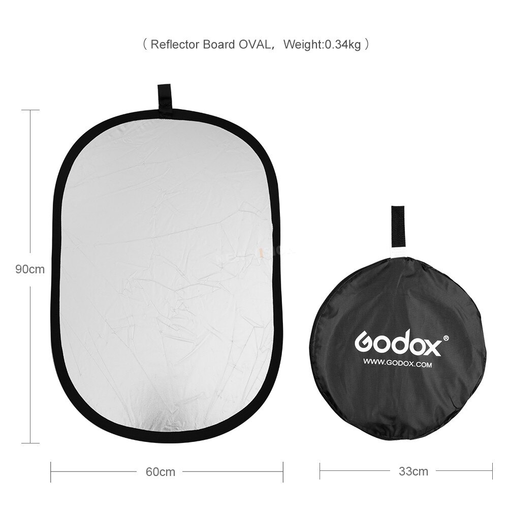 GODOX 2in1 60 x 90cm Portable Collapsible Light Oval Photography Reflector for Studio 60 x 90cm