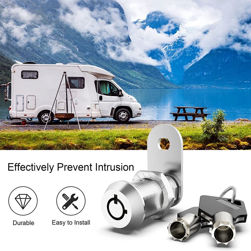 Verrou de rangement à clé pour camping-car, lot de 6, serrure à came améliorée, pour armoire de camping-car, porte, tiroirs, boîte à outils
