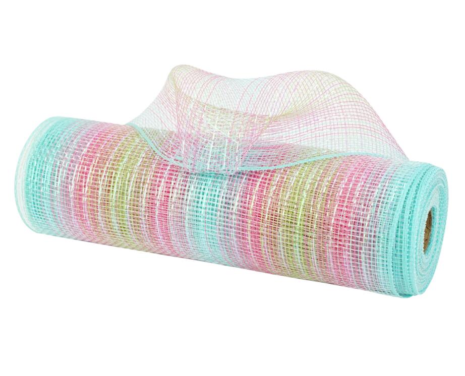 Multi Stripes Color Deco Poly Mesh Ribbon 10 Inch x 10 Yards for DIY Project Wreath Crafts Home Packing Wrapping: 03