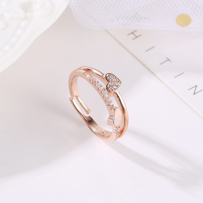 Heart Rings for Women Adjustable Unique Simple Bijoux Love Wedding Jewelry Female Ring Girl Anel Anillos Accessories