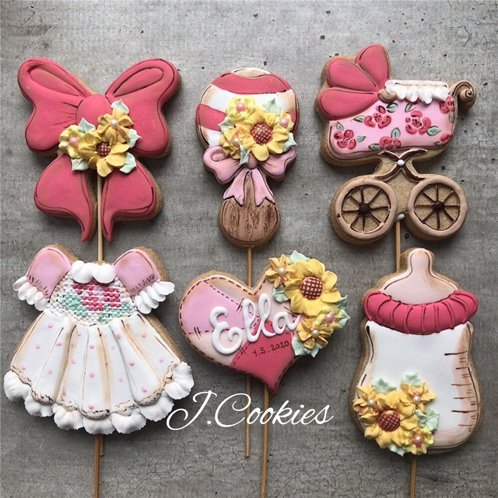 Keniao prinsessekjole udstikker til baby shower / fødselsdag  - 10.2 x 10.8 cm -  kiks og fondant skærer - rustfrit stål