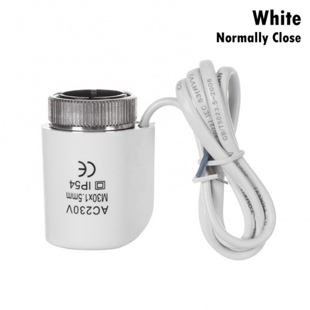 230V NO NC Electric Thermal Actuator Valve Head For Thermostat Manifold Underfloor Heating Radiator Normally Opened Closed: White  Closed