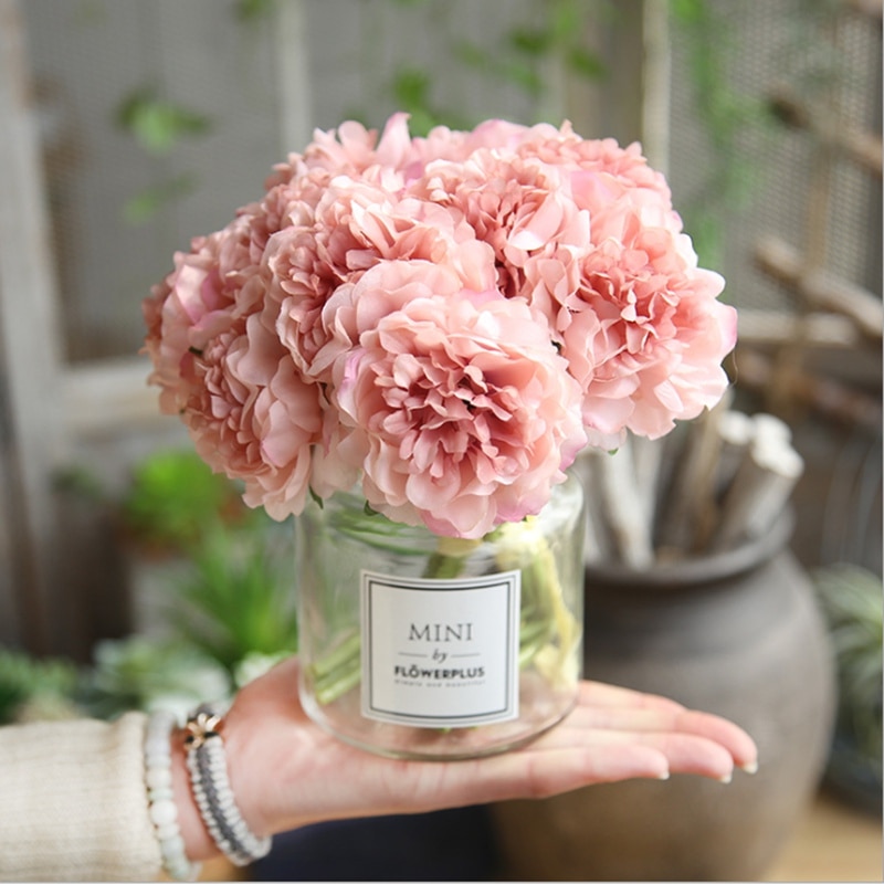 3 bundter kunstige pæoner boligindretning tilbehør blomsterarrangement borddækning bryllup diy indendørs møbler