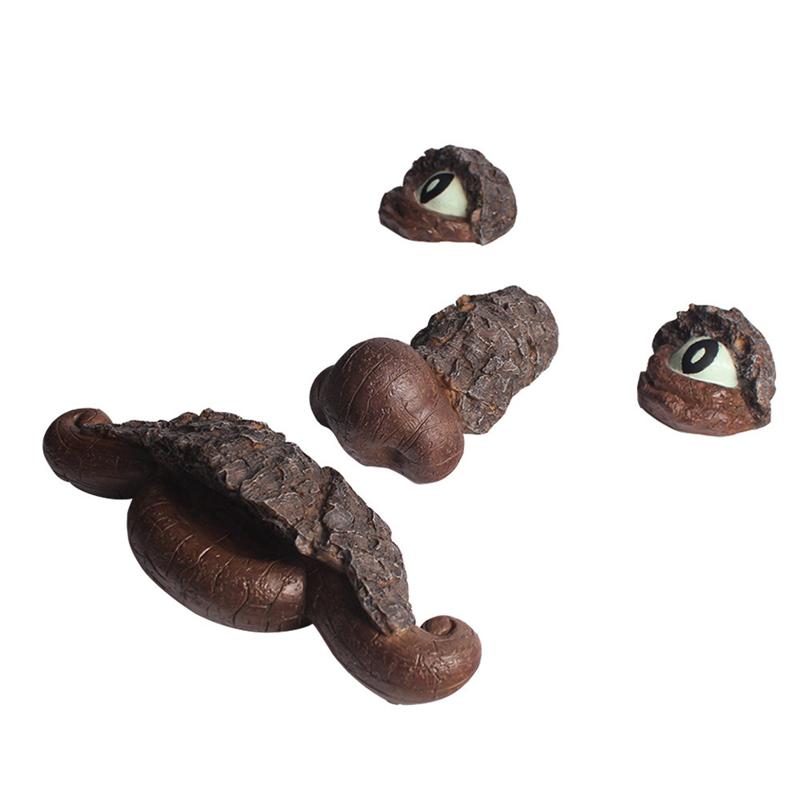 1 Set of Tree Face Decor Funny Tree Sculpture Yard Art Garden Decoration (Brown)