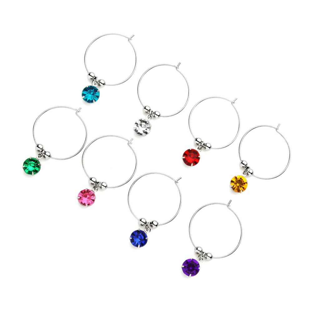 8 stk hængende ring dekorative holdbare farverige roman vinglas charms til bar: Default Title