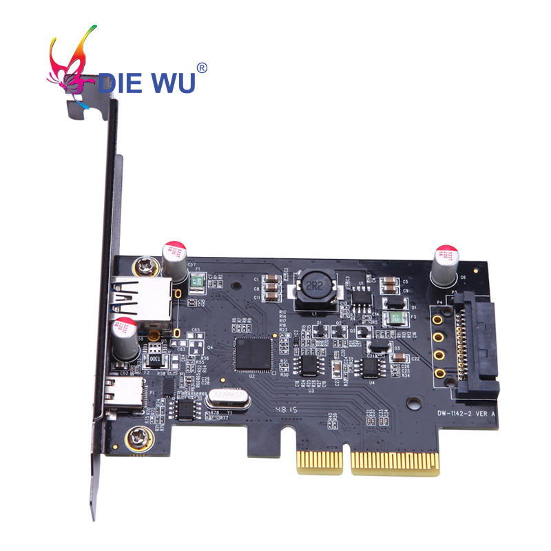 DIEWU PCI Express PCIe naar USB Type A Type C Riser card adapter SATA 15pin Power Connector TXB052
