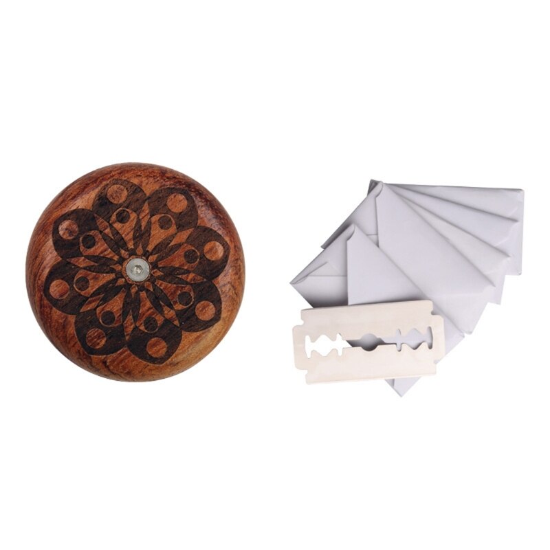 Wooden Bread Knife Razor Cutter with Storage Bag Round Bread Lame Dough Scoring Slashing Tool for DIY Sourdough Bread: Pattern 6