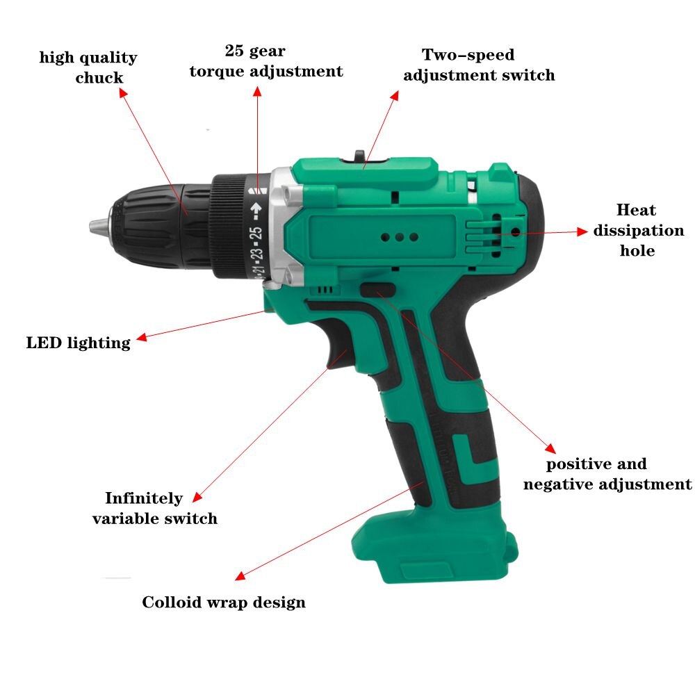 Brushless Cordless Wrench Drill Socket Electric Screwdriver Electric Drill Hammer Rechargeable Home Garden Woodworking 48V 6000M