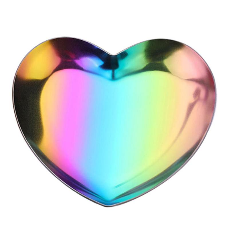 Home decoration ornaments fruit tray Home decoration stainless steel heart-shaped storage tray heart-shaped metal jewelry tray: 03