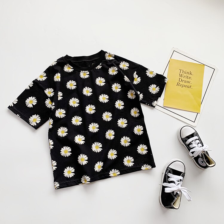 1-6T Bambino Del Bambino Infantile Bambini Bambino Delle Ragazze Dei Ragazzi T-Shirt di Estate di Modo della Margherita Stampa Manica Corta Magliette E Camicette Tee Shirt vestiti di Abiti: A / 2T