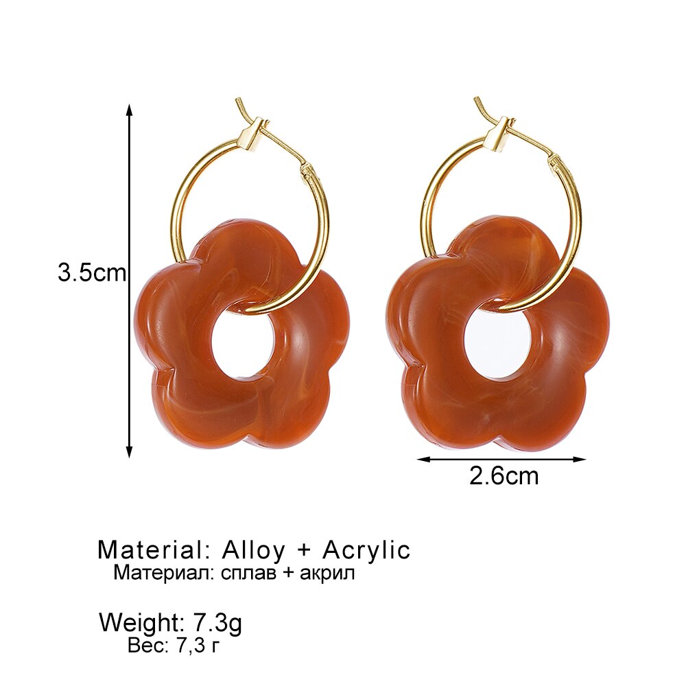 ES 2022 pendientes colgantes de resina de flores acrílicas coloridas círculo hueco para mujeres niñas joyería minimalistas pendientes colgantes