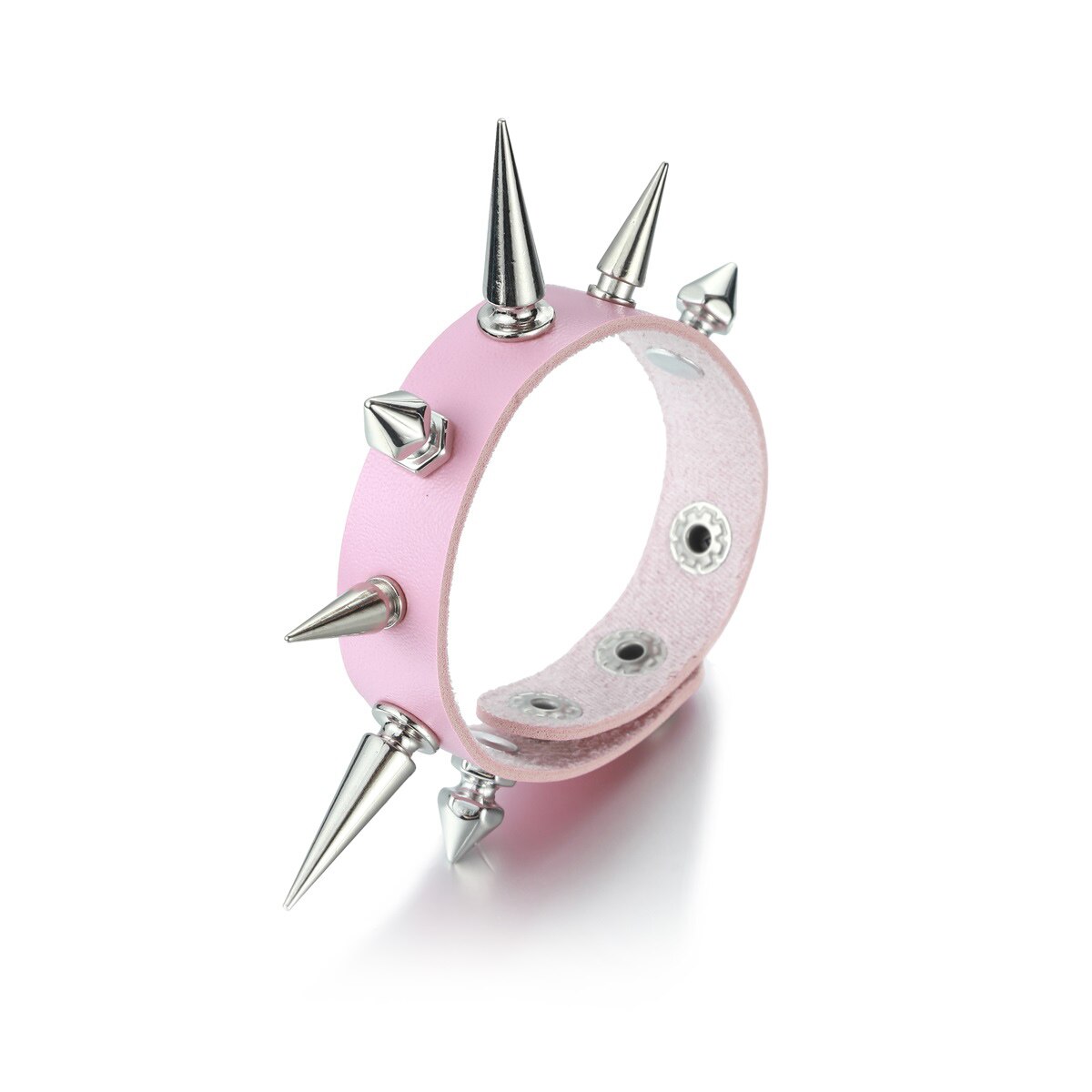 Pulsera de cuero con pinchos para hombre y mujer, brazalete Punk, joyería gótica, accesorios para Cosplay, gótica: pink