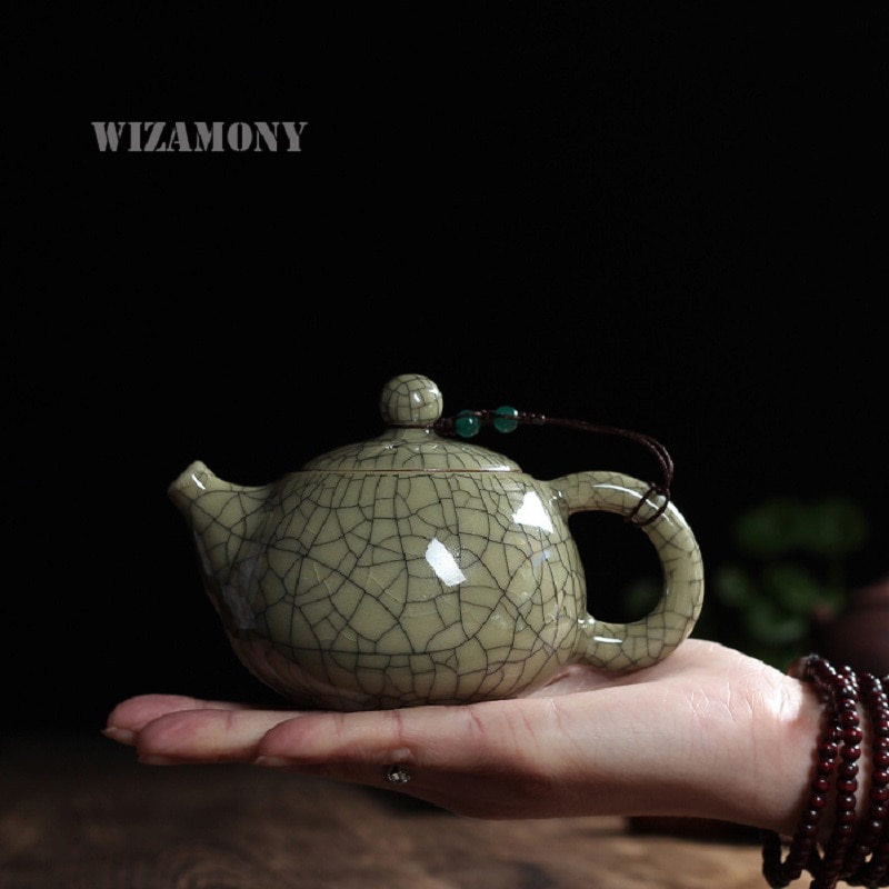 Juego de té de cerámica, tetera china antigua de arcilla yixing, glaseado craquelado, Ge Kill Longquan Celadon Zisha, artes Tay Thi